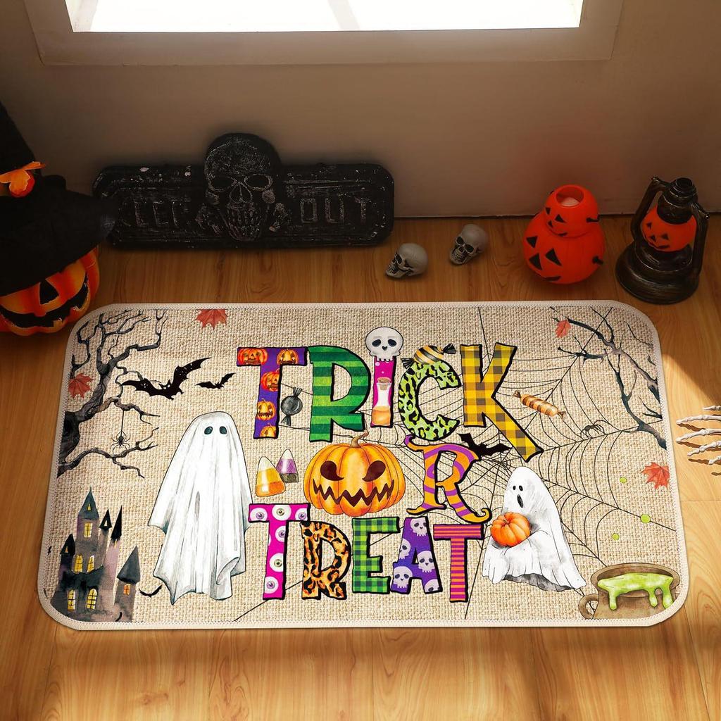 Halloween Kürbis Saugfähige Fußmatte für Außen- und Inneneingänge