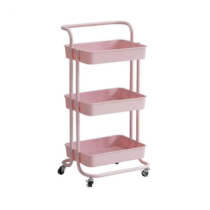 Rolling Cart With 4 Wheels Large Capacity Strong Load-Bearing Rolling Storage Cart With Handle Multifunctional Storage Shelves