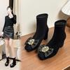 Damen Wildleder-Sockenstiefel mit hohen Absätzen im französischen Stil - Herbst/Winter-Kollektion 2025