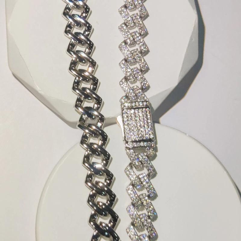 Catena Cuban Iced Out Zirconia Cubica Larghezza 14mm 2 File Maglia Cuban Miami Collana per Rapper Collana da Uomo Gioielli Hip Hop