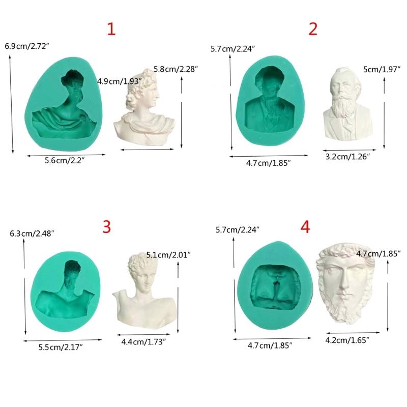 3D Portrait Sculpture Silicone Flexible Food Safe Mould Clay Resin Ceramics Candy Fondant Candy Chocolate Soap Mould