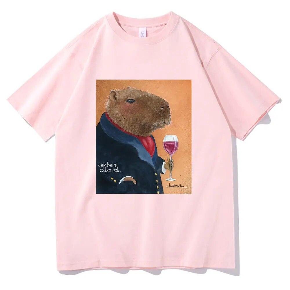 Will Bullas Tshirt Funny Capybara Cabernet Print T Shirts Unisex Women Fashion Harajuku Cute T-shirt Unisex Casual Funny Tee Shirt