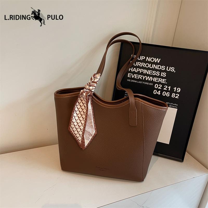 Women's Crossbody Bag, Versatile Lychee Pattern Shoulder Bag, Work Commuting Bucket Bag, High-end Tote Bag