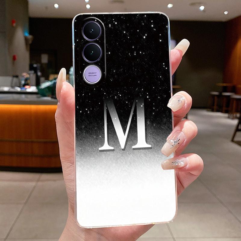 Anti-scratch Phone Case For Vivo V70 FE Jelly Clear TPU Soft Casing Lucky Letter Pink Shiny Starry Sky Pattern Couple Shell