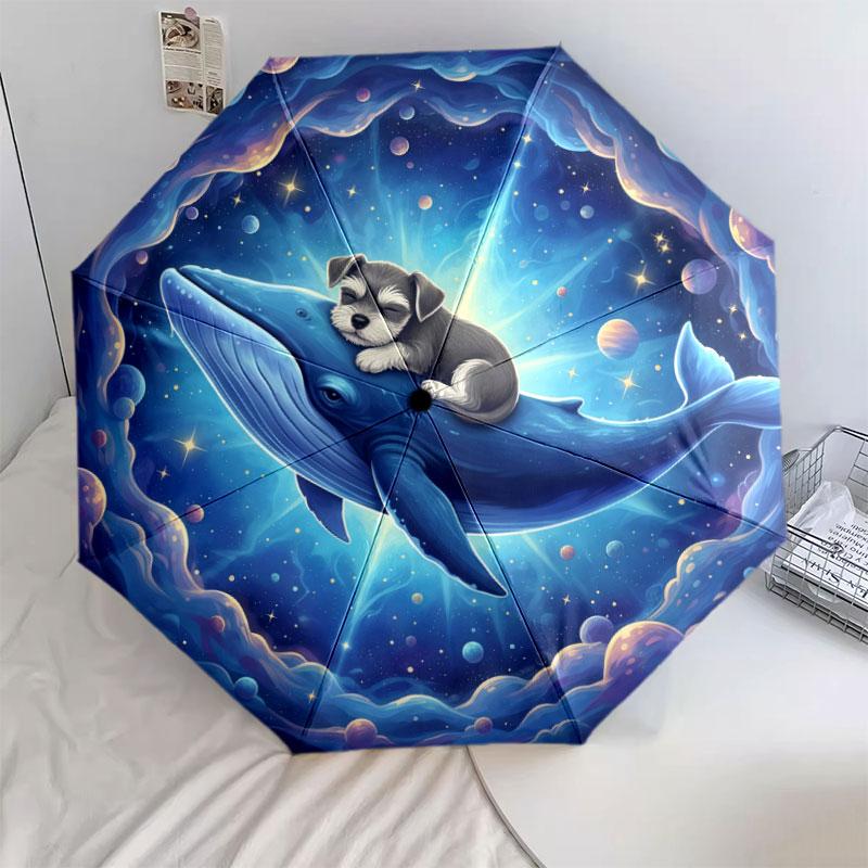 Whales and Pets Pattern Pattern New Style Umbrella, 1 Piece Automatic Folding Umbrella, Portable Travel Umbrella, Outdoor Umbrella, Birthday Gift
