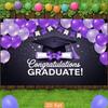 2D Graduation Photo Backdrop, Purple Black "Congratulations Graduate" Themed Party Background