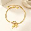 Jewelry MUM Mother's Day Bracelet Cross Peach Heart Pendant Bracelet Round Snake Chain Stainless Steel Jewelry