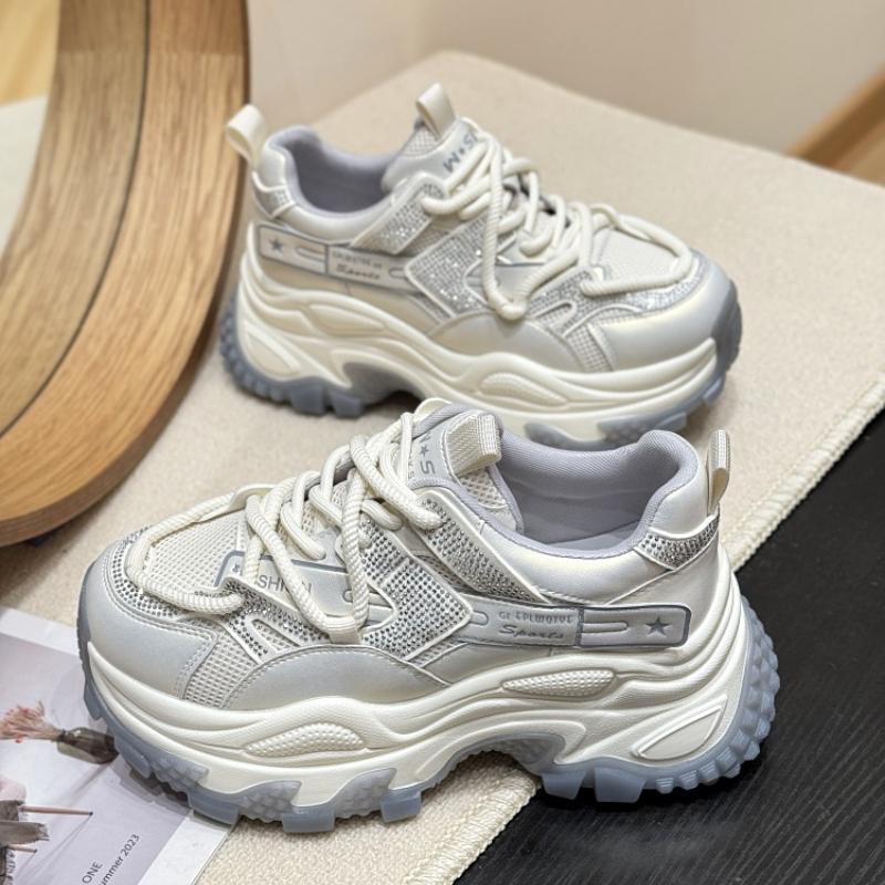 Fashion 2025 Women Mesh Breathable Platform Sneakers Spring Autumn Thick Bottom Sport Shoes Woman Fashion Lace Up Casual Vulcanize Shoes