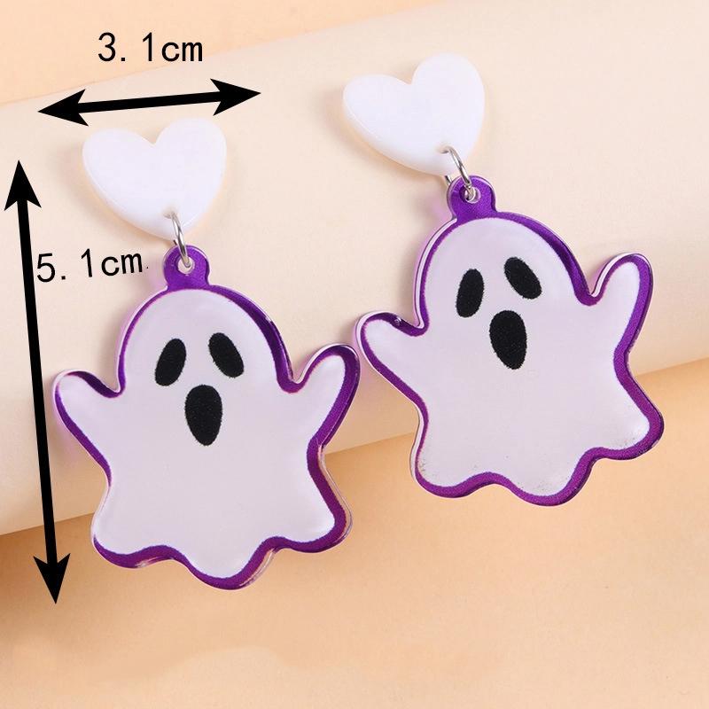 Personalized Colorful Bat Ghost Halloween Earrings Cartoon Pumpkins Spider Acrylic Drop Earring Cosplay Jewelry Accessory Gifts