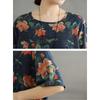 Dimanaf Vestido vintage de talla grande de verano 2025 para mujer, vestido informal, holgado, básico, con estampado floral, vestido largo
