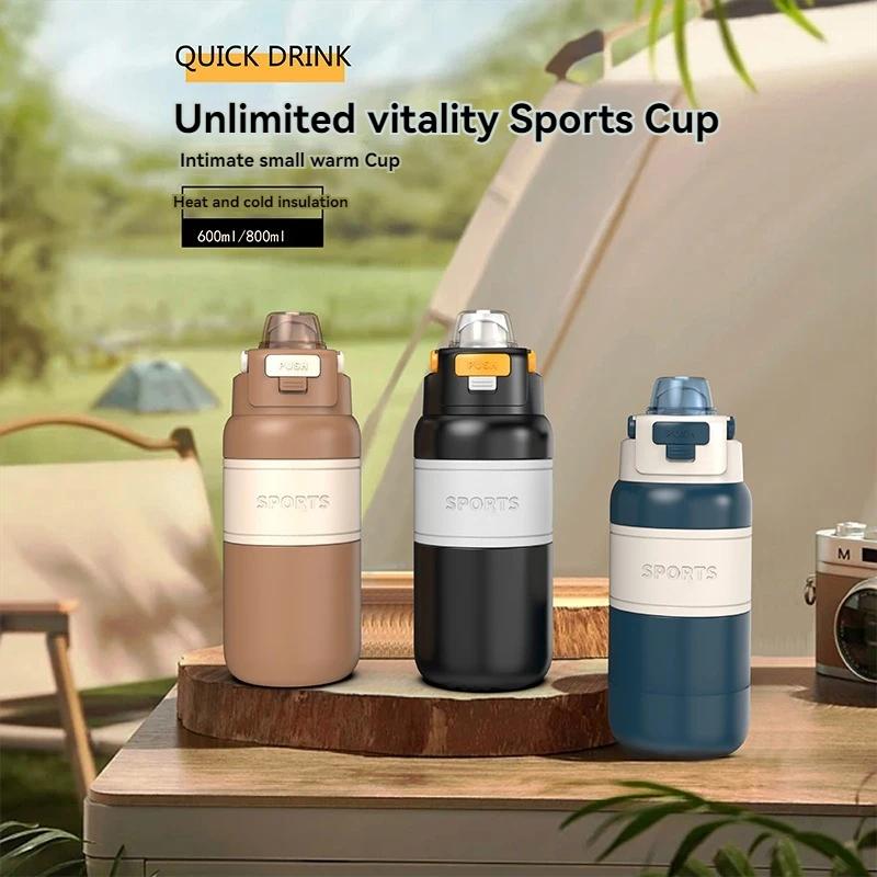 800ML/600ML Mode Isolierwasserbecher Thermobecher Vakuumflasche Tragbare Thermoskanne Kalt und Heiß halten Outdoor Doppelwandige Wasserbecher