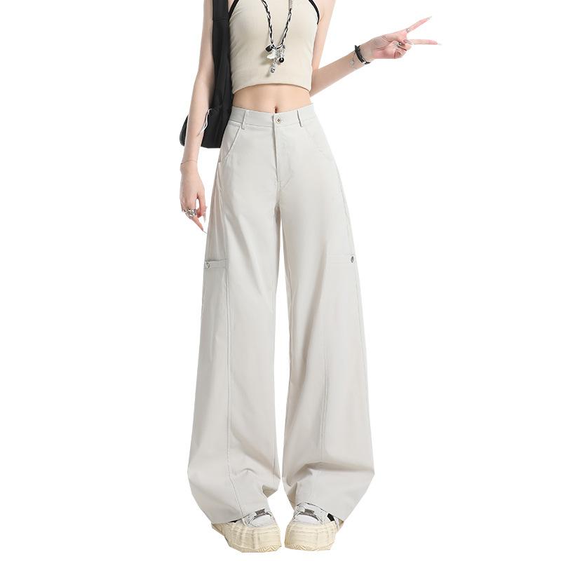 American light gray overalls women's 1116 summer new loose and thin sports quick-drying casual wide-leg pants