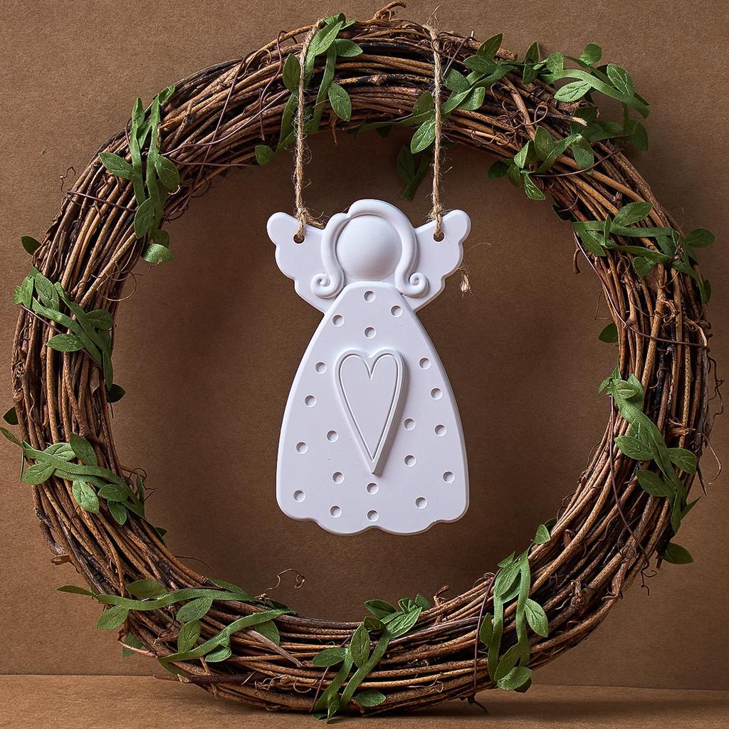 DIY Faceless Angel Silicone Mold Christmas Tree Hanging Ornament Plaster Concrete Resin Mould Heart Dot Texture Dress Girl Craft