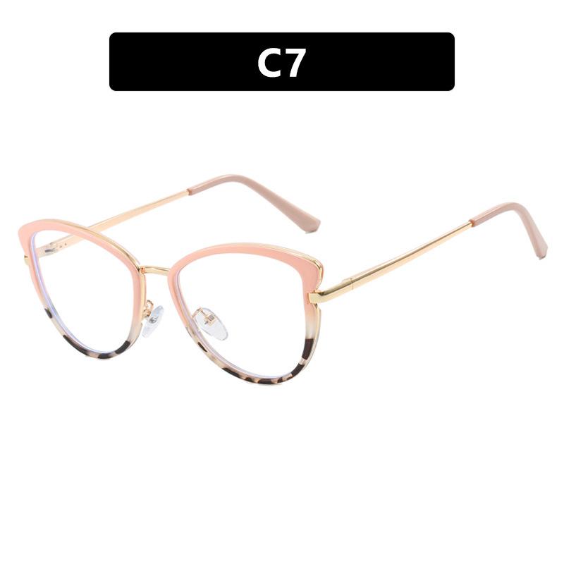 Cat Eye flat mirror TR90 anti blue light glasses frame fashionable color matching can be matched with myopia glasses frame