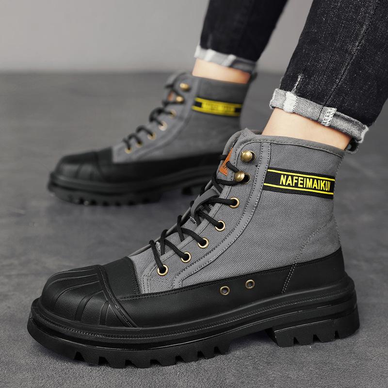 Shell Head Canvas Tall Shoes Platform Roman Recreational Motorcycle Boots Hiking Shoes