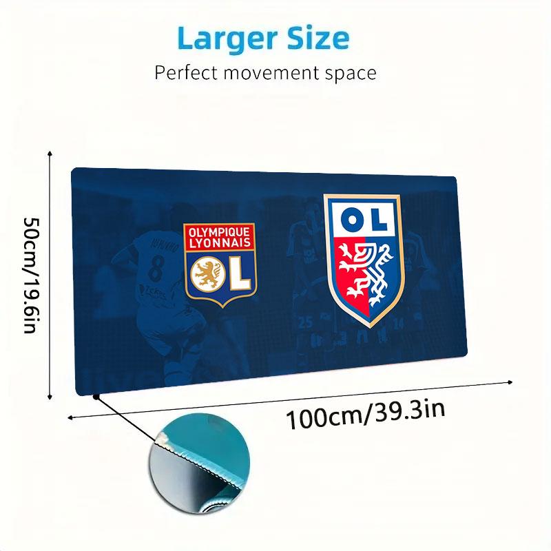 Olympique Lyonnais Football Team Mouse Pad, Large Gaming Desk Mat, Non-slip XXL Mousepad for Laptop & Tablet, Mini PC Playmat with Stitched Edges