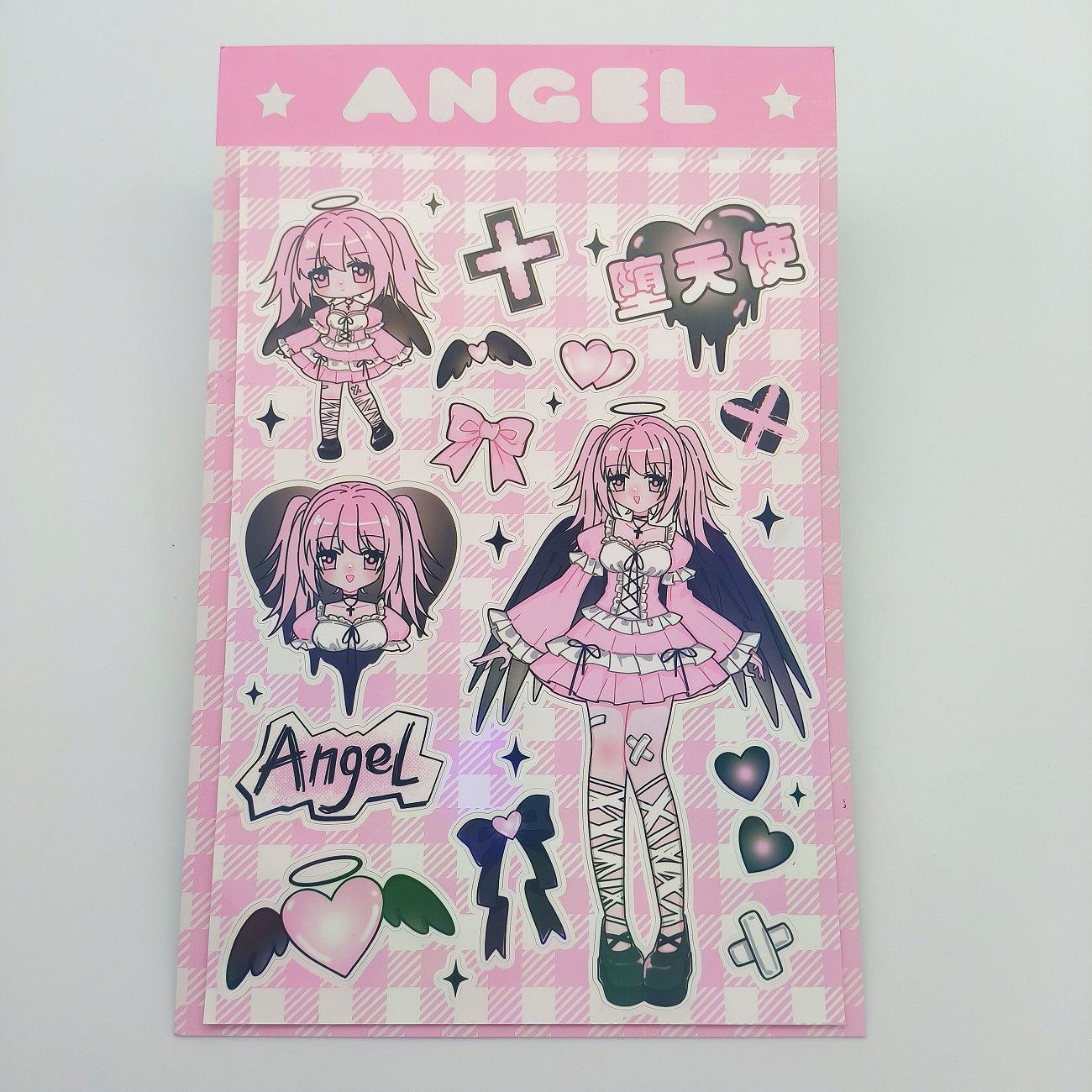 Korean Cute Cartoon Angel Girl Glitter Laser Stickers