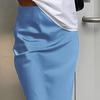 Women High Waist Satin Mermaid Long Skirt Elegant Zipper Solid Color Slim