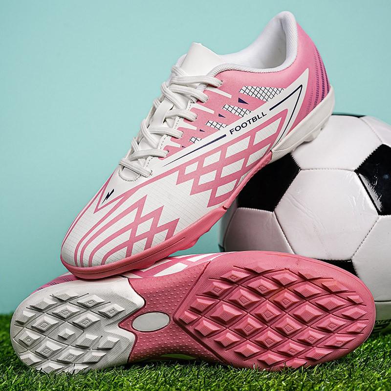 Youth Low-Cut Football Cleats Turf Grass Fields Flexible Sole Breathable Mesh Lining Rubber Outsole