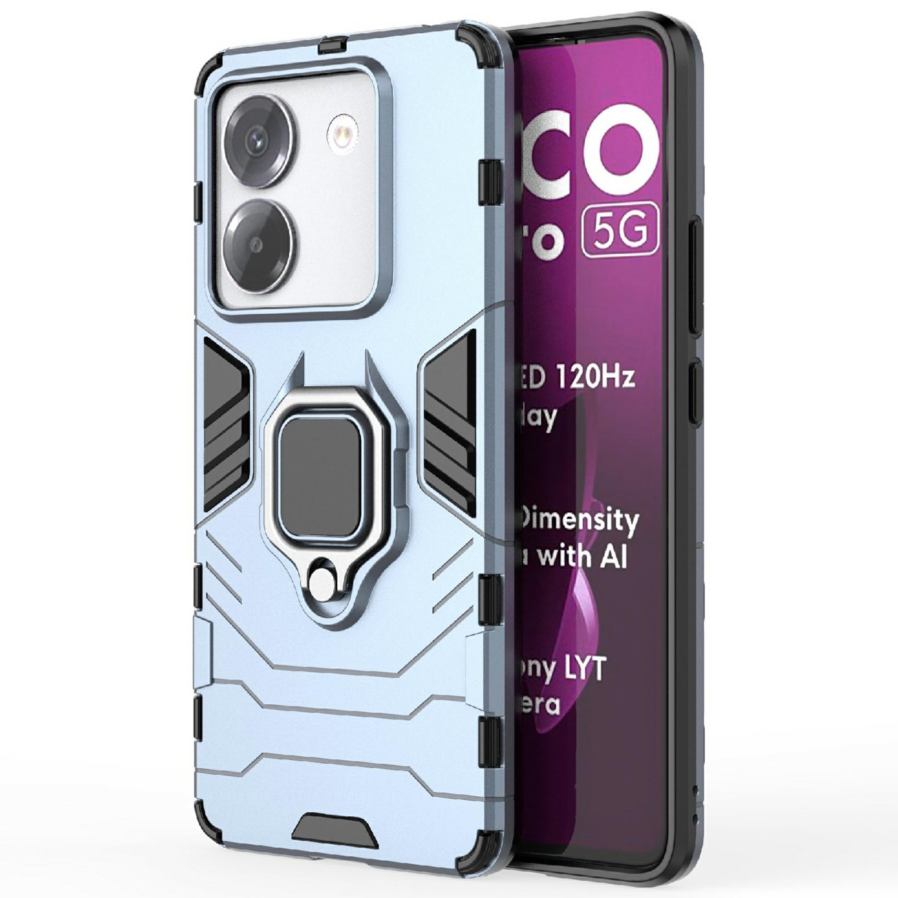 

Чехол для Xiaomi Poco M7 Pro 5G PC+TPU Защитная крышка для телефона с кольцом-подставкой Blue