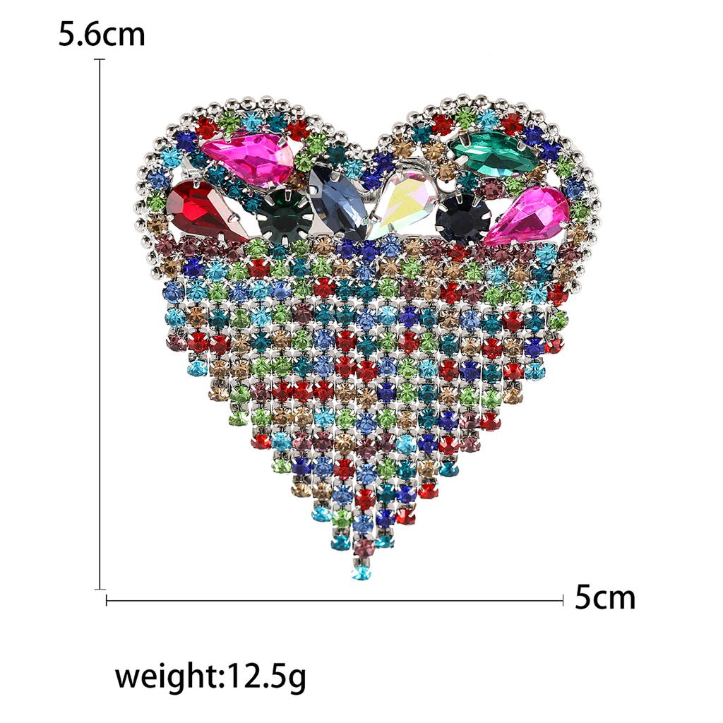Stilvolle Strass Liebesbroschen für Damen Unisex Quaste Valentinstag Herz Anstecknadeln Bankett Party Rucksack Geschenke Schmuck Accessoires