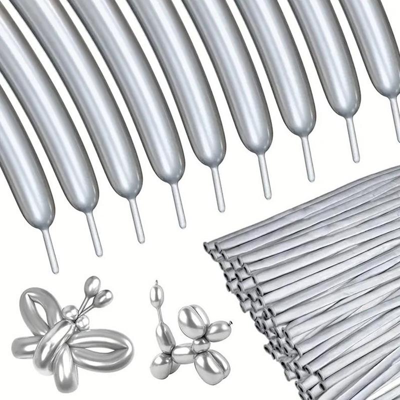 

Чарівні металеві довгі повітряні кульки 20 шт. - створюйте чарівних тварин, ведмедиків, подарункових коробок і квітів, що обертаються, з повітряних кульок для дитячих днів народжень і вечірок! срібний