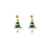 Luxury Zircon Star Christmas Tree Stud Earrings for Women - Autumn/Winter Collection