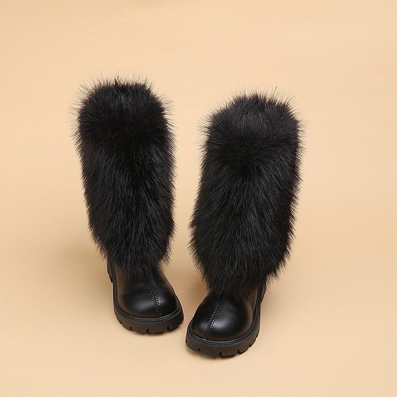 Girls Winter Warm Faux Fur Lined Martin Boots Long Shaft Snow Kids Ages 4-16