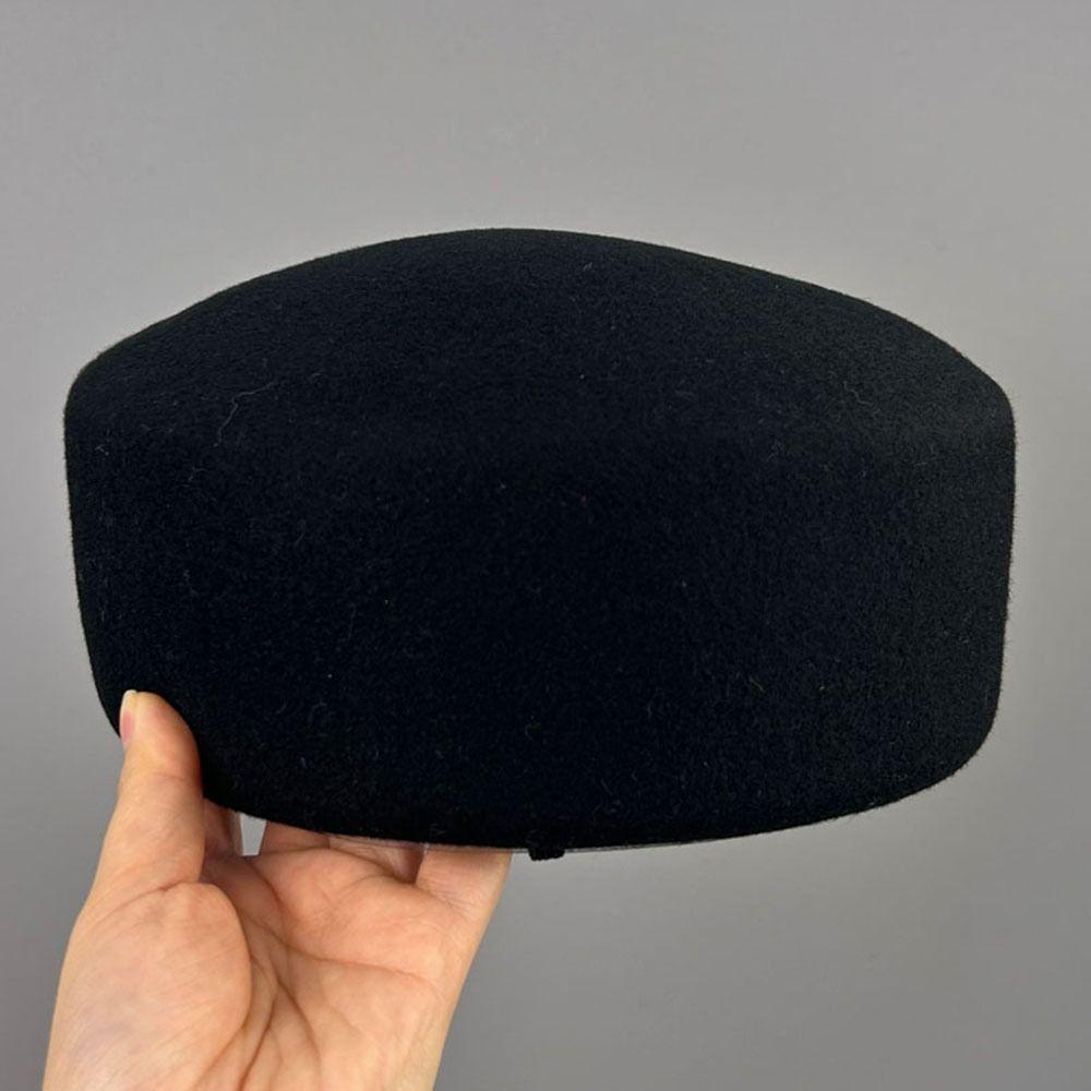 Wool Wool Pillbox Hat Structured Crown Painter Hat New Round Dress Hat Daily Outfits