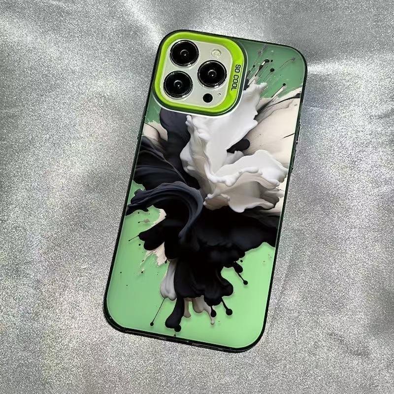 Black and White Ink Is Suitable for Iphone17 Mobile Phone Case 11 Apple 15promax/14 Anti-drop 13pro European and American Wind 16