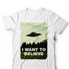 I Want To Believe T Shirt Alien Ufo Extra Terrestrial Vintage Homme Comfortable Top For Everyday Wear Stylish Versatile