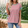 Striped T-Shirt Women Tees 3D Print Short Sleeve Comfortable Sportwear T Shirts