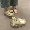 Schleifen Baotou Hausschuhe Winter Neu Runde Spitze Wildleder Plateau Sohle Rutschfest Verschleißfest Warm Baumwollschuhe