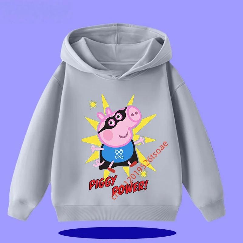Peppa Pig Children's Hooded Sweatshirt 2026 New Style Cartoon Print Boys' Sport Shirt Girls' Casual Shirt