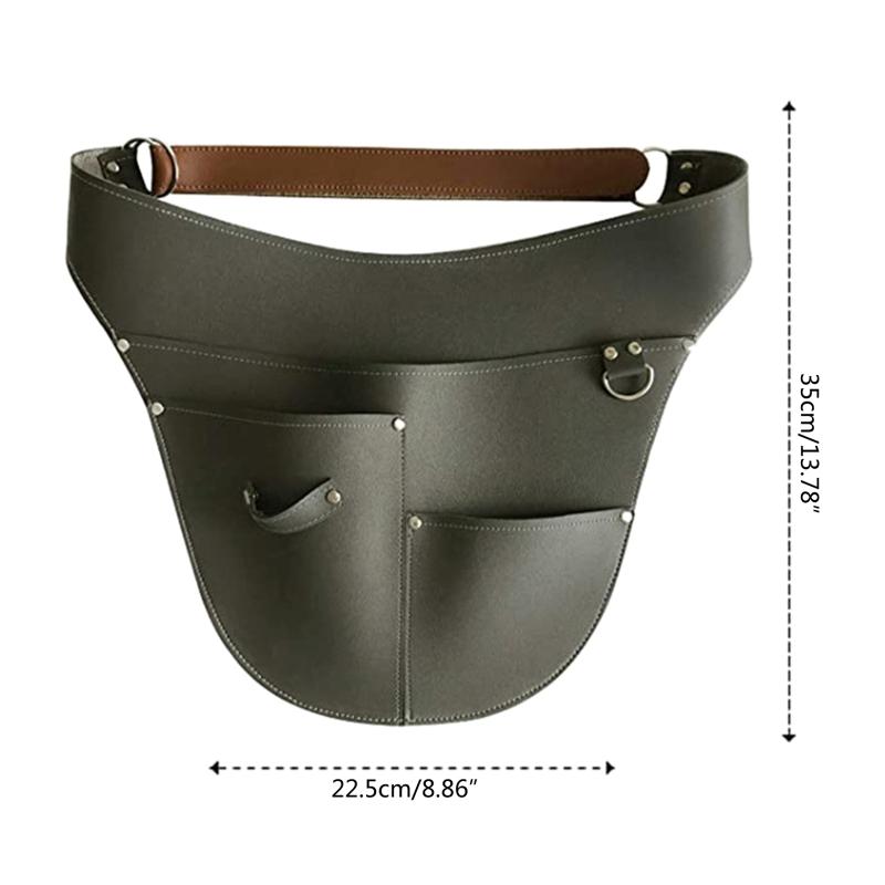 Mulitfunctional Imitation Leather Garden Tools Belt Holster Adjustable Waist Waterproof Gardening Work Apron Bag for X3UC