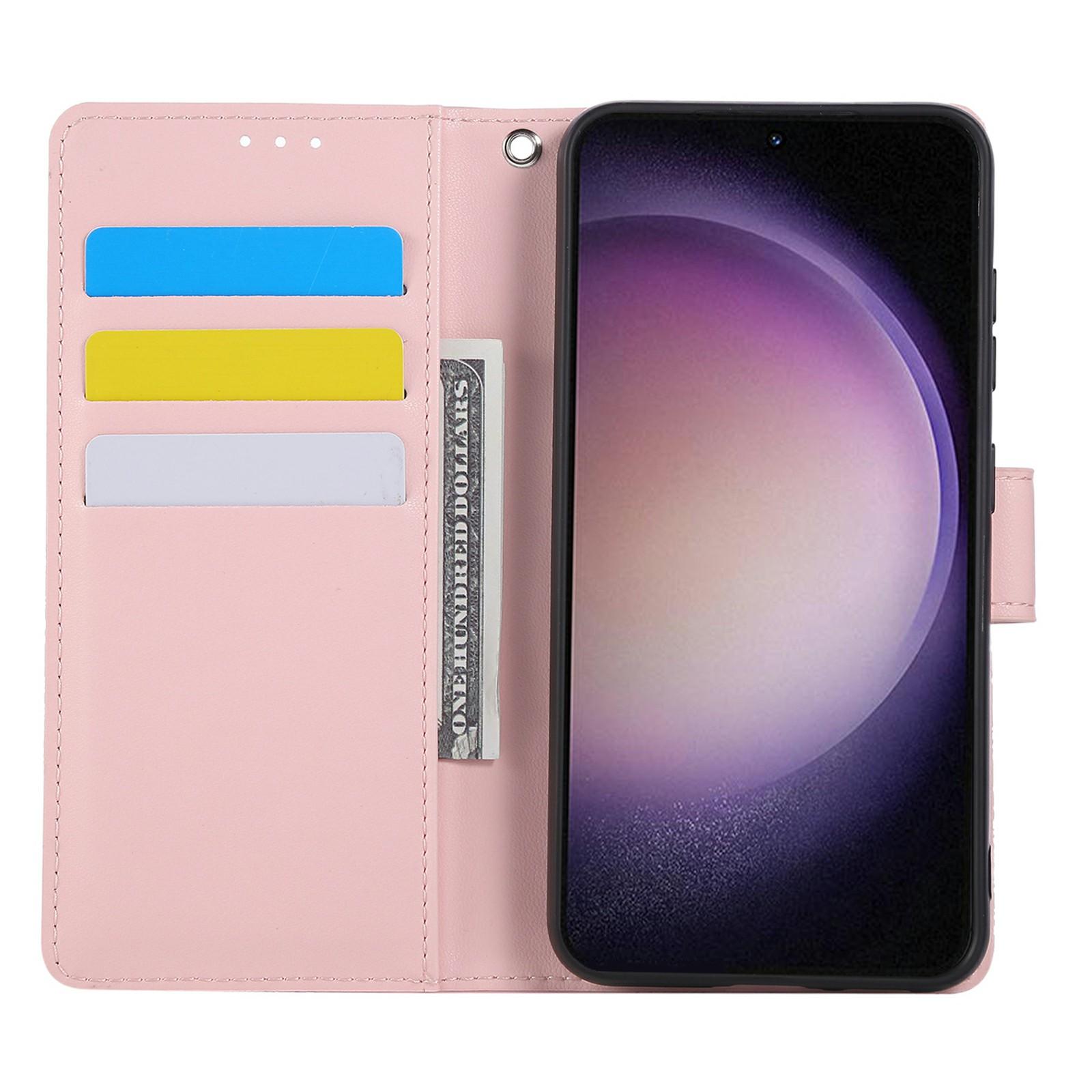 

For Samsung Galaxy S23 Case Rose Flower PU Leather Wallet Phone Cover with 3 Card Slots Dark Purple