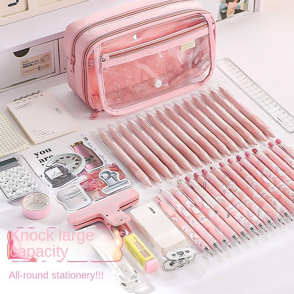Transparent Flip Cover Pencil Case 8 Layers Stationery Storage Pouch  Office School Supplies