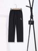 Mom's Summer High-Waisted Elastic Straight Leg Embroidered Pants for Middle-Aged Women