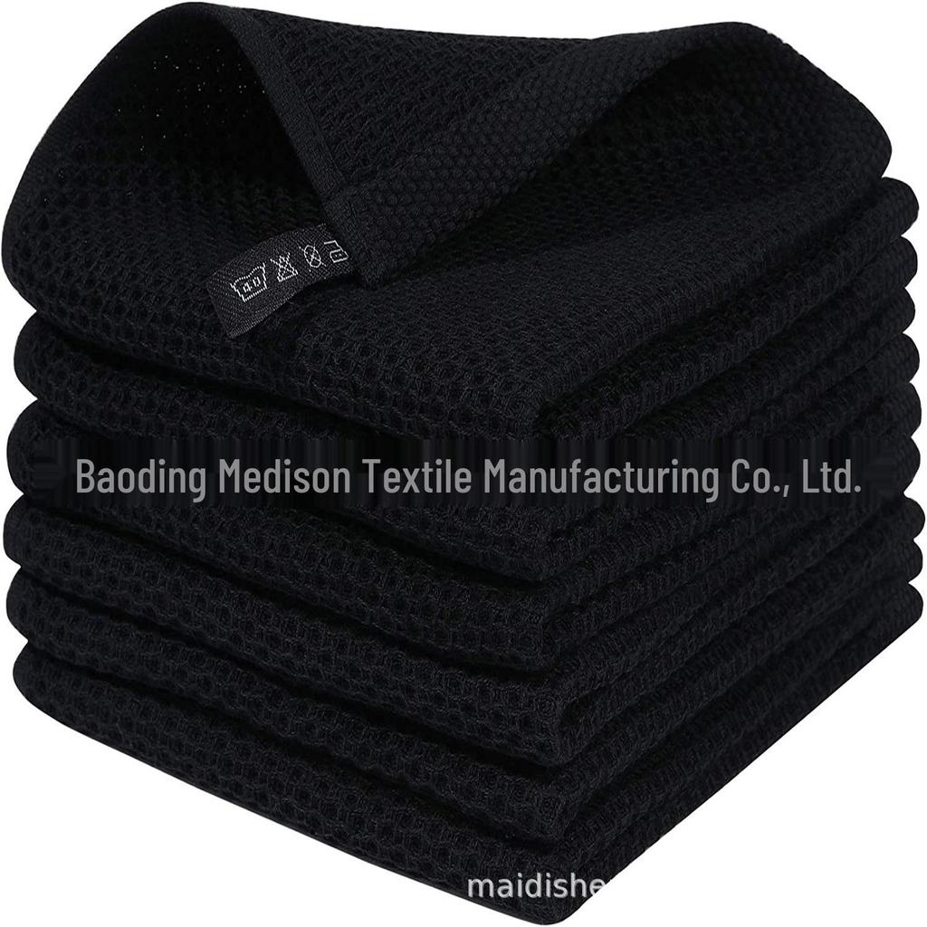 Pure Cotton Honeycomb Kitchen Towel with Hook, 40x60cm, Easy-Clean Waffle Weave Square