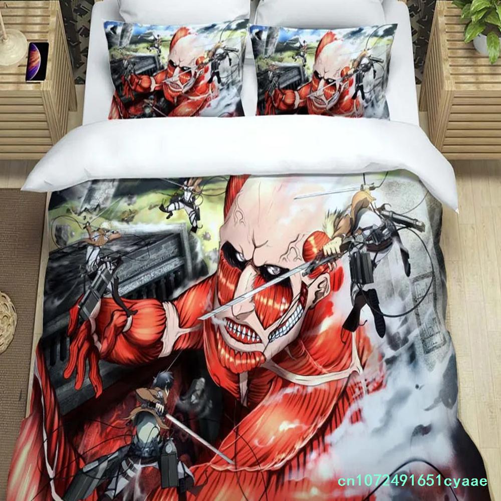 Attack On Titan Printed Polyester Bedding Bedding Set Quilt Cover Pillowcase Soft And Comfortable Customizable