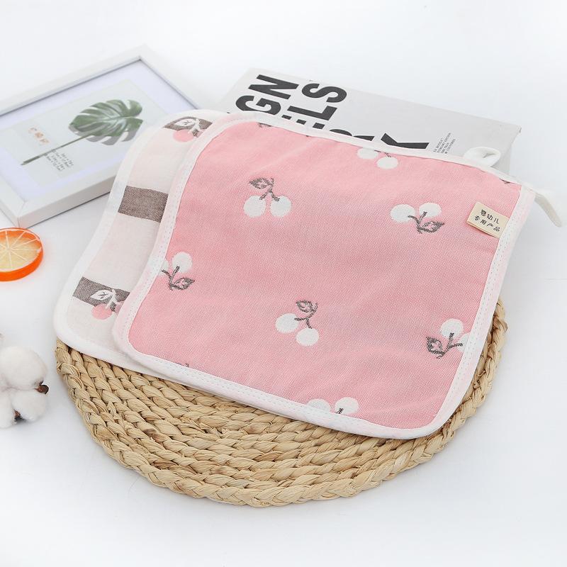 6 Layer Pure Cotton Gauze Baby Burp Cloth Cartoon Jacquard Square Towel For Infant Kids Face And Hand Washing