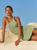 Holiday Party Beachwear Swimsuit Cover-up Sexy Knit One Shoulder Halter Neck Beach Mini Dress Set K265