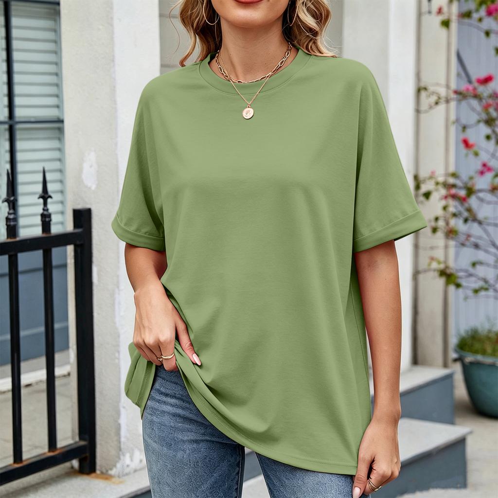 Women Loose Fit Casual Round Neck Short Sleeve T Shirt Lightweight Comfortable Summer Top