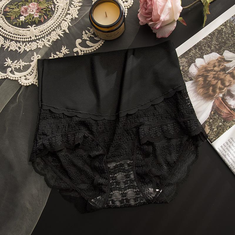 Ice Silk High Waist Compression Underwear for Women Sexy Lace Seamless Lifting Buttocks Breathable Summer Triangle Panties