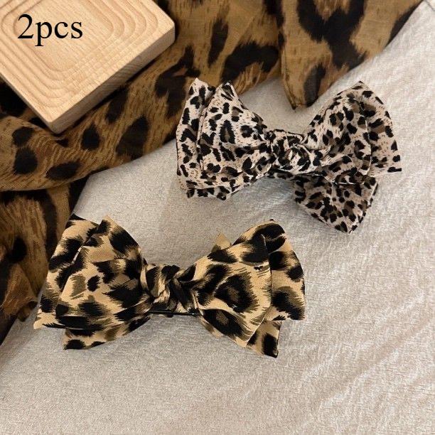 

Vintage Style Leopard Print Plastic Bow Hair Claw Clip, Marble Head Grab Clip, Hair Accessories for Women