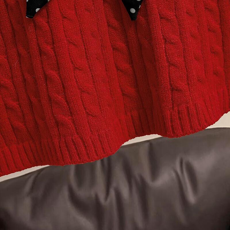 Women's Color Block Turn-down Collar Twist Knit Sweater