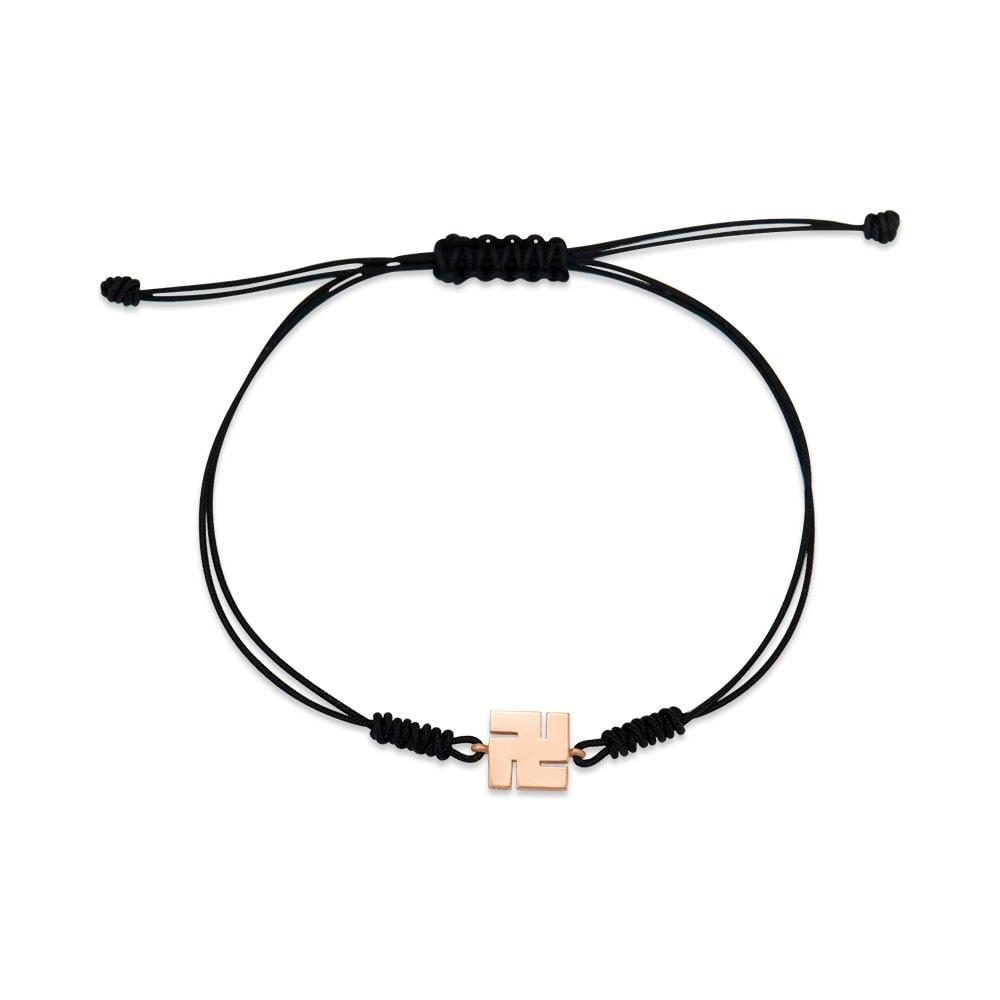 [Bnbgold] 14K/18K Religious Swastika Silk String Black Thread Bracelet Pnb35770