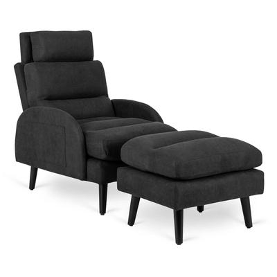 Henry Lounge Chair With Footstool, Black, Modern Loft Style