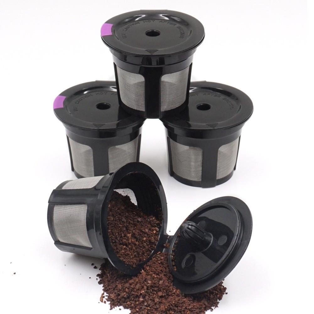 4pcs Refillable Filter Coffee Filter Universal Fit Espresso Strainer Basket K-Cup  Tea Bag Strainer