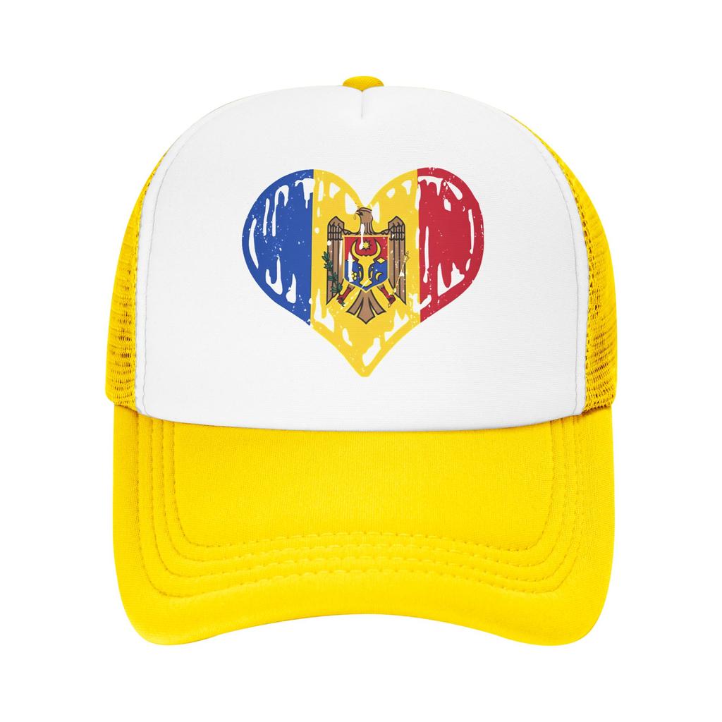 Moldova Flag Heart Love  Casual Baseball Cap  Hiking Fishing Sun Hats Spring High Quality Female Male y2k Cool Snapback Cap